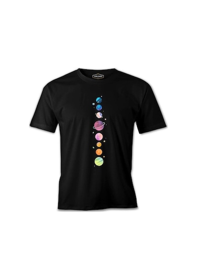 Gezegenler Yıldızlar Siyah Erkek Tshirt