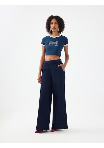 Slim Crop Fit Kadın Tshirt K.kol Lacivert