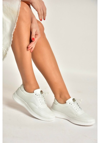 Fox Shoes Y999255803 Beyaz Hakiki Deri Kadın Spor Ayakkabı Sneakers Beyaz