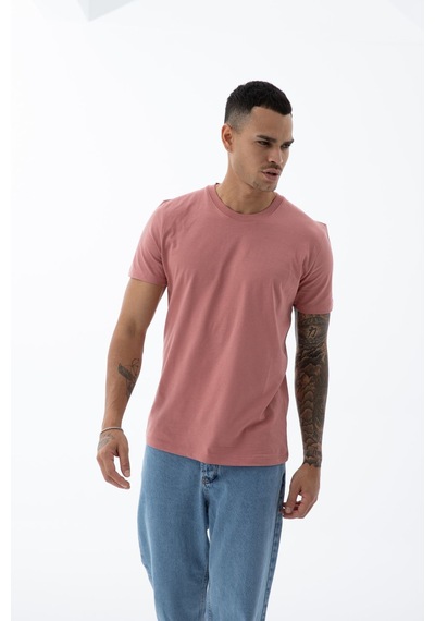 Erkek Pamuklu Kumaş Regular Fit Kesim Bisiklet Yaka T-shirt