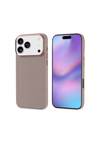 Apple iPhone Uyumlu 17 Pro Max Kılıf Karbon Görünümlü İnce Hafif Esnek Yapılı Şık Sert Silikon Kapak Ryc/nekst Gold