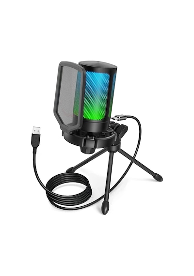 Pc Oyun Mikrofonu, Usb Mikrofon, Yayın Podcast Stüdyosu İçin, Mikrofon Standı Ve Sessize Alma T