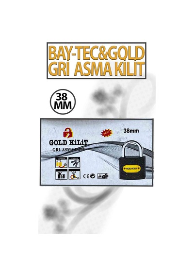 Gri Asma Kilit Bay-tec & Gold 38 Mm 3 Anahtarlı