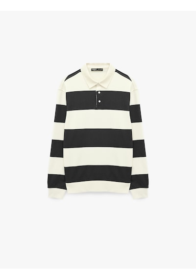 Koton Uzun Kollu Rahat Kalıp Çizgili Düğmeli Polo Yaka Sweatshirt Lacivert Çizgili 7wam70058mk Koton Uzun Kollu Rahat Kalıp Çizgili Düğmeli Polo Yaka Sweatshirt Lacivert Çizgili 7wam70058mk