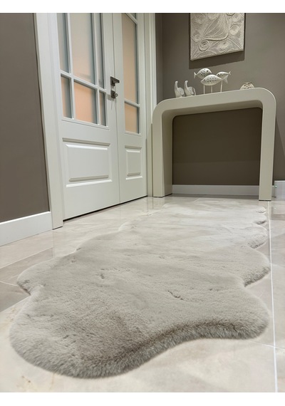 Ultra Soft Bej Yumuşak Dokulu Peluş Halı Çift Kafa Post