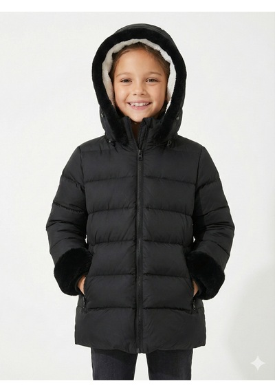 Xo Kids Kız Çocuk Mont 7-10 Yaş 8051 Siyah