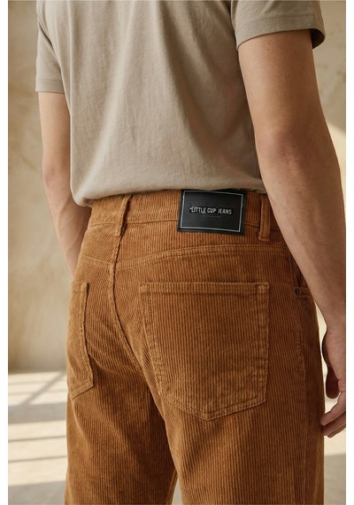 Little Cup Jeans Co Erkek Baggy Fit Rahat Kalıp Camel Kadife Pantolon