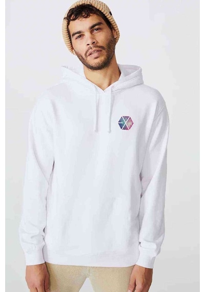 We Are One Tumblr Koreli Baskılı Beyaz Erkek Kapşonlu Sweatshirt
