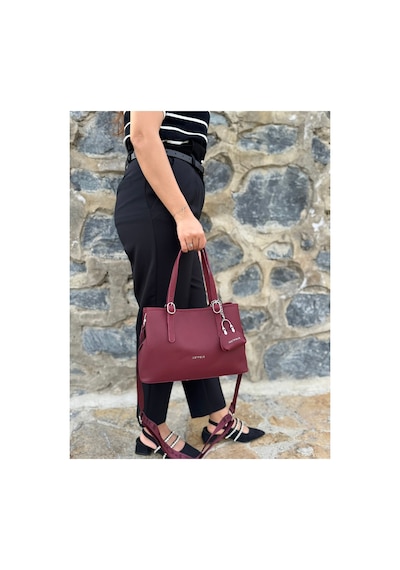Just Polo Kadın Yeni Sezon Yumuşak Deri Ayarlanabilir Askılı Şık El Ve Omuz Çantası Shoulder Bag Bordo 56961734