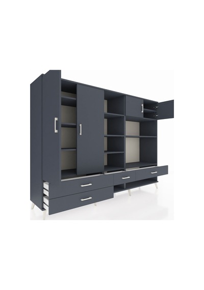 Hyperion Dolap 12 Raflı 4 Çekmeceli 4 Kapaklı 220x44x163 Antrasit Antrasit-antrasit Hyperion Dolap 12 Raflı 4 Çekmeceli 4 Kapaklı 220x44x163 Antrasit Antrasit-antrasit