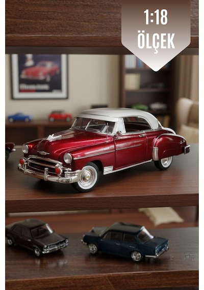 Kırmızı 1:18 Ölçek Die Cast İnce Detay 1950 Chevy Bel Air Oyuncak Metal Klasik Model Araba Çok Renkli