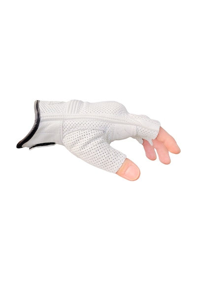 Fingerless Flx Leather White Korumalı Motosiklet Deri Eldiveni