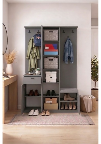 Harmony Partmanto Vestiyer Ayakkabılık 106x190x39 Cm - Modern Tasarım Antrasit Harmony Partmanto Vestiyer Ayakkabılık 106x190x39 Cm - Modern Tasarım Antrasit
