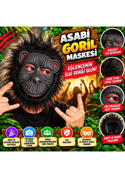 NessiWorld Eva Goril Maskesi Asabi Goril Siyah