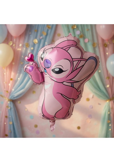 Stitch Angel Folyo Balon 70x110 Cm Parti Doğum Günü Dekorasyon Balonu Büyük Boy Çok Renkli