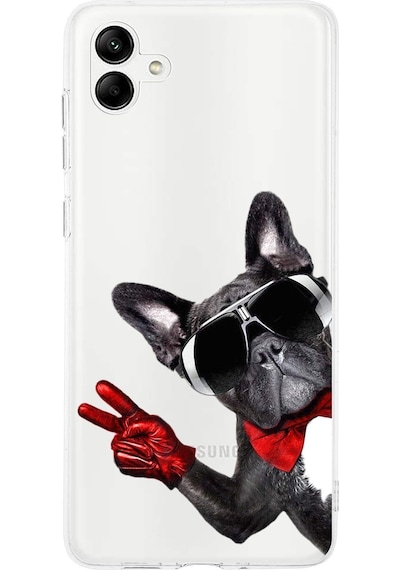 Samsung Galaxy A15 İle Uyumlu 1mm Slim Fit Köpek 2 050e Baskılı Şeffaf Kılıf Şeffaf