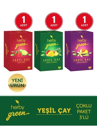 Herby Yeşil Çay Deneme Paketi 3 x 18'li