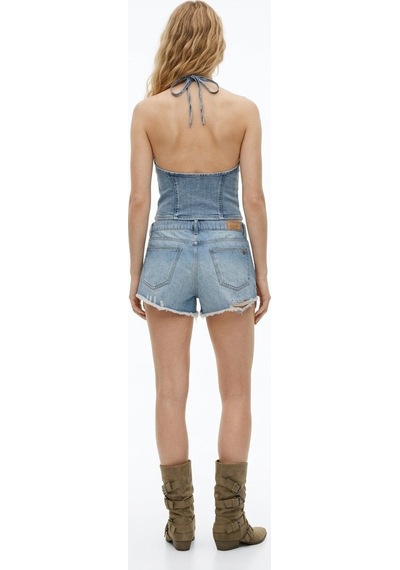 LTB Alısıa Mini Distressed Mid Indigo Jean Şort