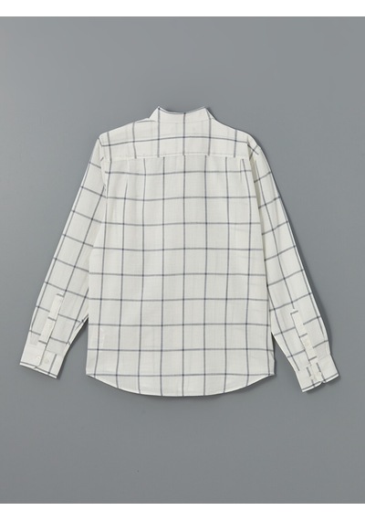 Lcwaıkıkı Classic Beyaz Regular Fit Uzun Kollu Ekose Poplin Erkek Gömlek