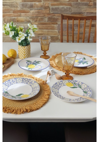 Keramika Lemon Bliss Ege Pasta Tabağı 20 Cm 4 Parça 22089-92 Çok Renkli