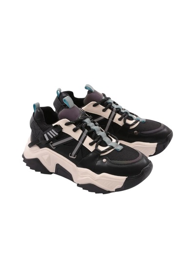 Dgn Kadın Bağcıklı Sneaker Ayakkabı Siyah - Yeşil