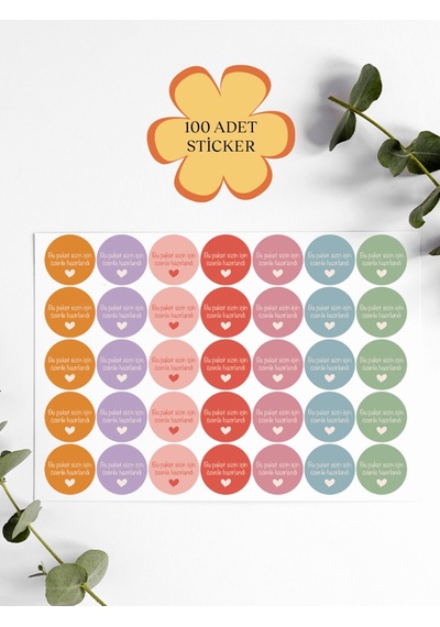 100 Adet Teşekkür Ederiz Stickers Paketleme Kargo Çıkartma Pyt0pı
