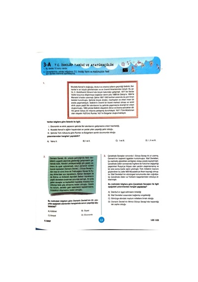 8.sınıf Lgs Deneme Sınavı - Sözel Bölüm - 4 Kitapcık