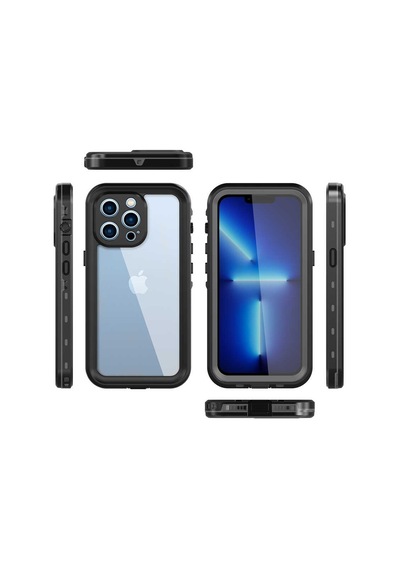 Ardemix Apple iPhone 13 Pro Uyumlu 1-1 Su Geçirmez Kılıf-siyah Siyah