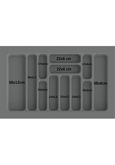 Gri Renk Çekmece İçi Kaşıklık Ve Kepçelik 78x49 Cm 69x40 Ölçülerine Kadar Kesilebilir Gri
