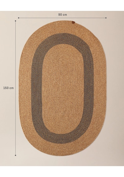 Madame Coco Alsace Oval Kilim - Naturel/siyah - 90x150 Cm 8684427193235 Çok Renkli