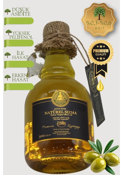 Zeyrazade Premium Erken Hasat Soğuk Sıkım Sızma Zeytinyağı Kahvaltılık Salata ve Çiğ Tüketim İçin  500 ML