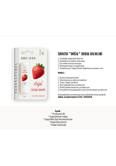 Shiness Doğal Dudak Balmı Çilek Aromalı
