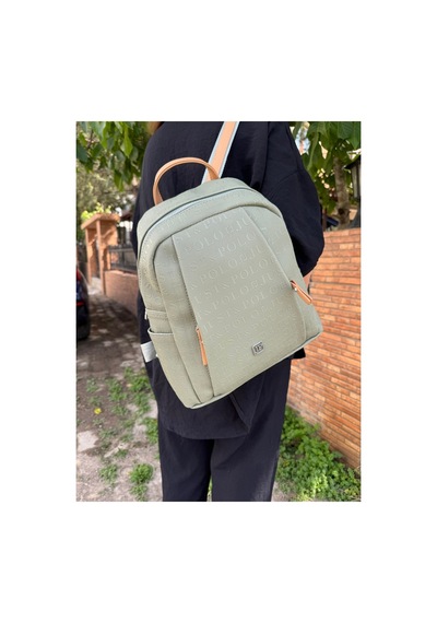 Just Polo Orijinal Kadın Baskılı Büyük Boy Sırt Çantası Yeşil - Camel