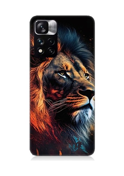 Xiaomi Redmi Note 11 Pro Uyumlu Siyah Fon Aslan Desenli Silikon Kılıf