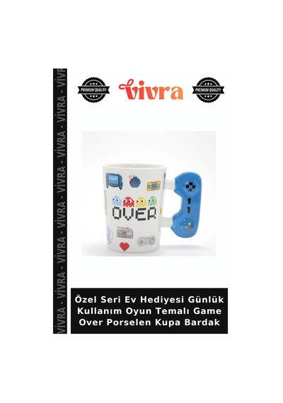 Özel Seri Ev Hediyesi Günlük Kullanım Oyun Temalı Game Over Porselen Kupa Bardak Diğer