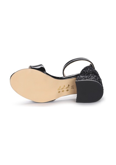 Kiko Kids Sheila Günlük Kız Çocuk 3 Cm Topuklu Sandalet Abiye Ayakkabı Siyah Siyah