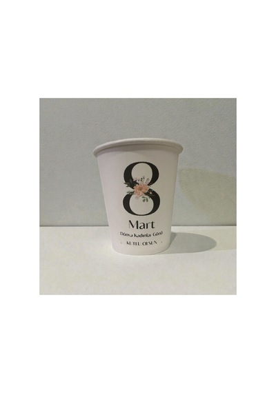 8 Mart Kadınlar Günü Desenli Tek Kullanımlık 7 Oz 50 Adet Üreticiden Karton Bardak 1