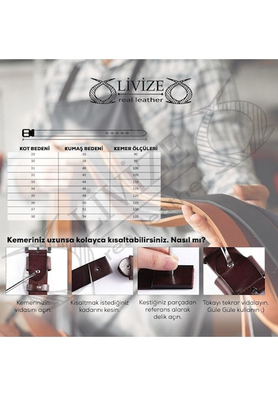 Livze Hakiki Tek Kat Manda Derisi Erkek Kot Kemeri 4,5 Kahverengi