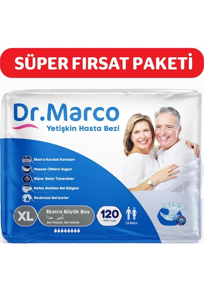 Dr.marco Yetişkin Bel Bantlı Hasta Bezi Extra Large 30'lu 4 Paket 120 Adet M