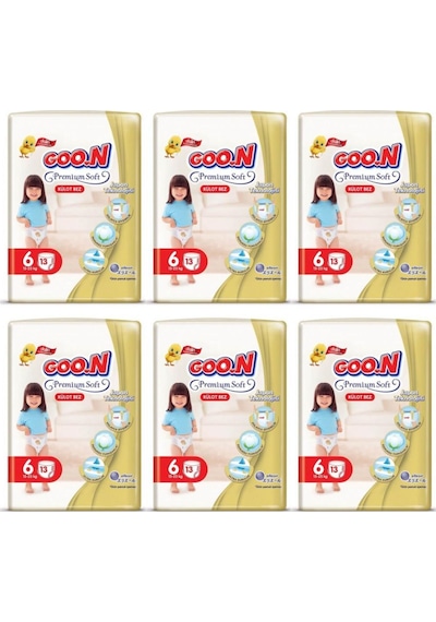 Goon Premium Soft Külot Bebek Bezi 6 Beden 15-25 Kg 13x6 Paket 6'lı