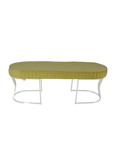 Viego Silver Striped- Hardal Kapitoneli Chester Model Puf & Bench & Koltuk & Uzun Makyaj Puff & Yatak Ucu &önü