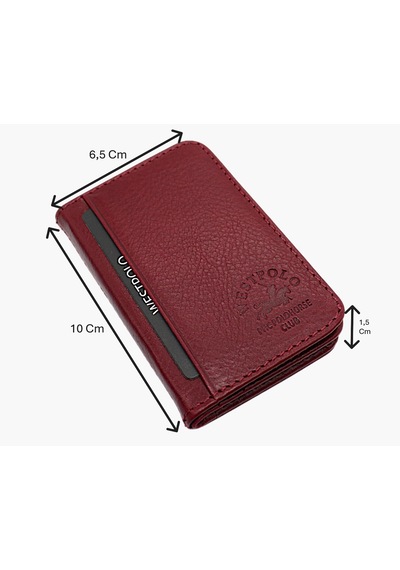 Westpolo Hakiki Deri Bol Kart Bölmeli Unisex Kartlık - Bordo Bordo