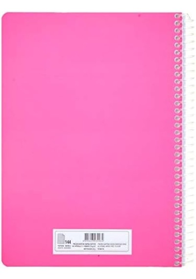Pruva A4 Pet Spiralli Karton Kapaklı Defter 144 Yaprak - Kareli - Fuşya Çok Renkli