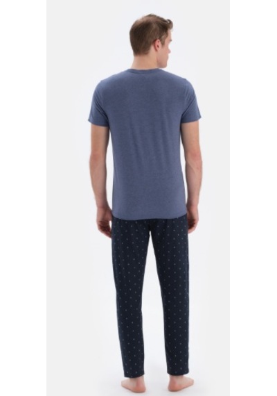 Eros 33020 Kısa Kol Erkek Pijama Takımı İndigo Mavi Indigo - Mavi