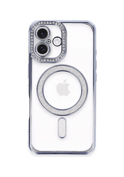 Apple İphone 16 Kılıf Joke Simli Magneticsafe Kılıf - Mavi Çok Renkli