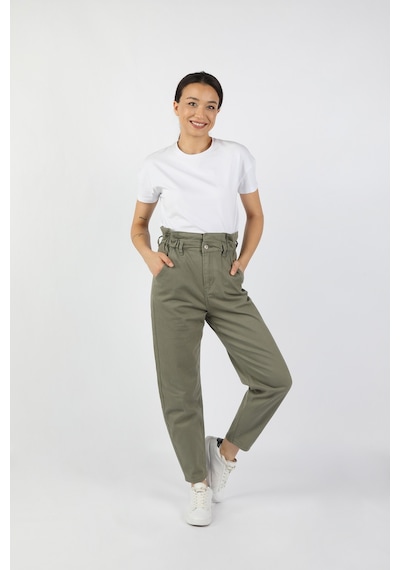 Balins Kadın Beli Lastikli Gabardin Pantolon Haki