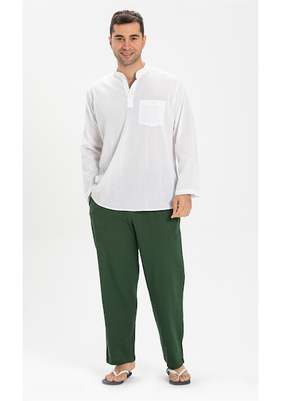 Eliş Şile Bezi Şile Bezi Unisex Şalvar Pantolon Yeşil