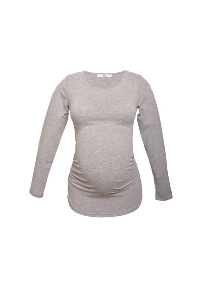 Luvmabelly 2301-2309 Pamuklu Uzun Kollu Hamile T-shirt Gri