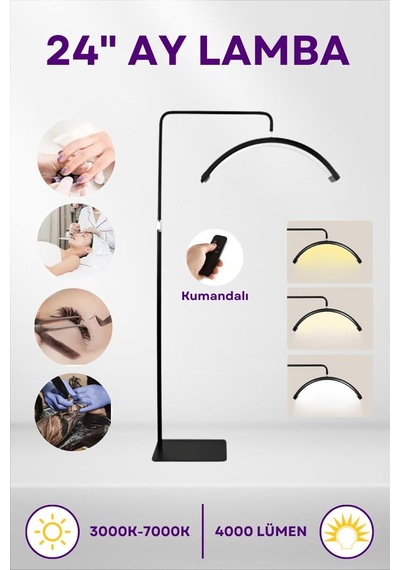 Tr 24inç Ay Lamba Led Video Işığı Yarım Ay Şekilli Kumandalı Dolgu Işık Kalıcı Makyaj Tatto Çekim Işığı