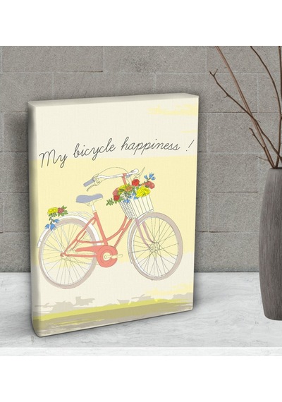 Bk Gift My Bicycle Happiness Tasarımlı Dekoratif Mini Kanvas Tabl (506660983)
